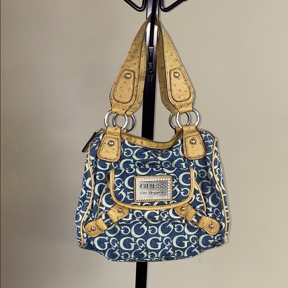 Guess Handbags - Guess Vintage Denim and Ostrich Satchel